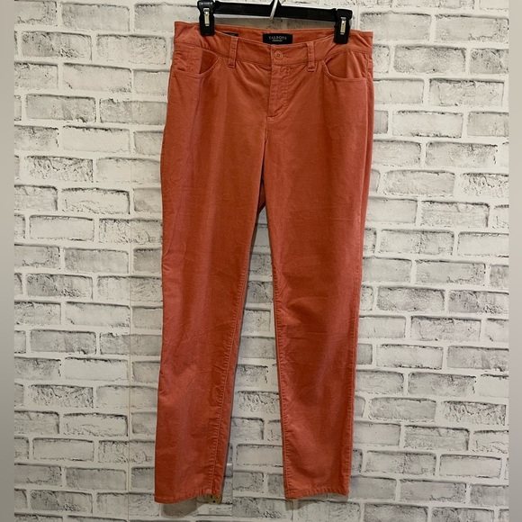 Women’s Talbots Signature Orange velour straight leg pants Size 6 - Picture 1 of 5